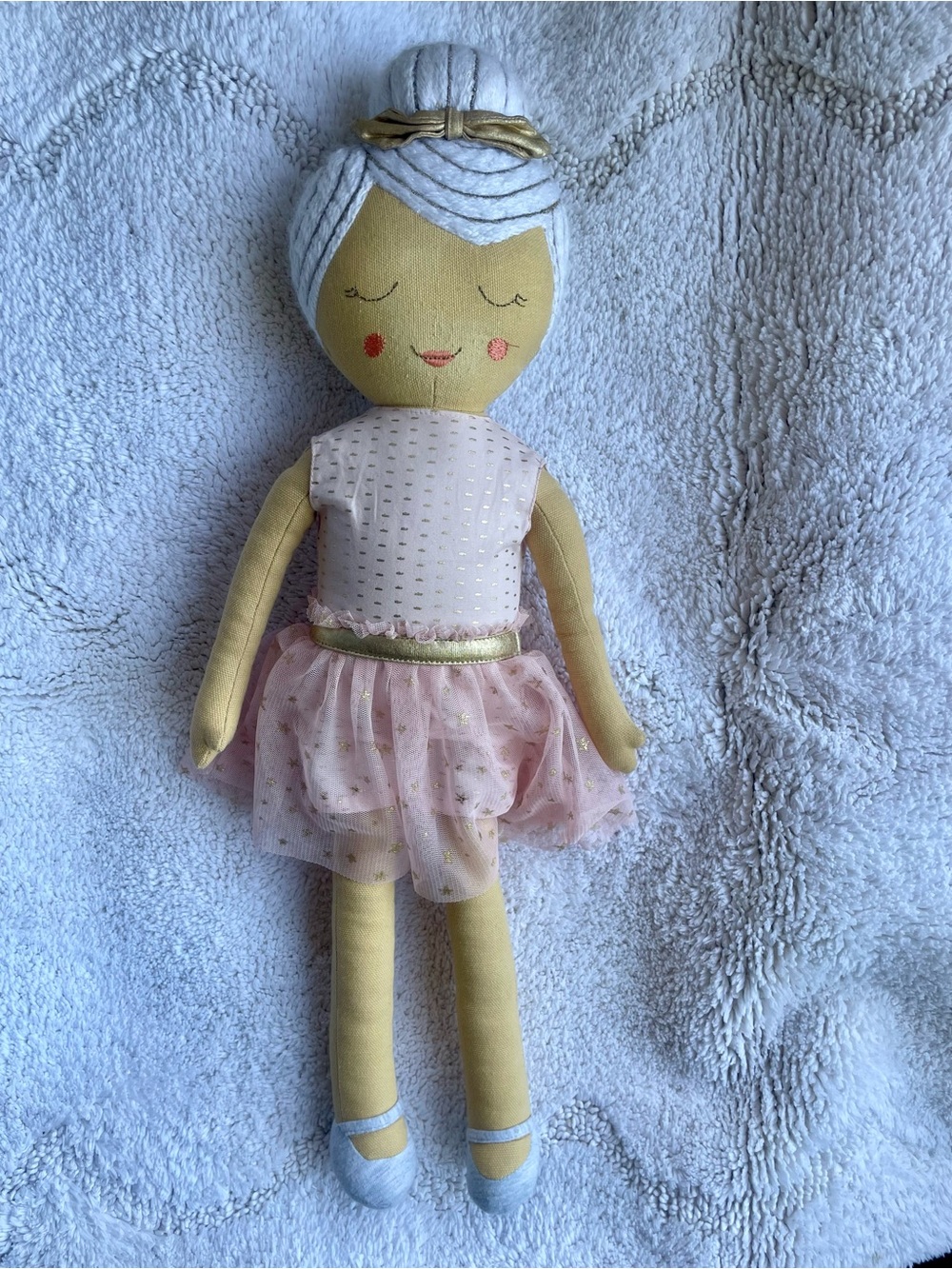 Pillowfort Target Plush Ballerina Doll Decorative Pillow Pink Gold Stars 21.5"